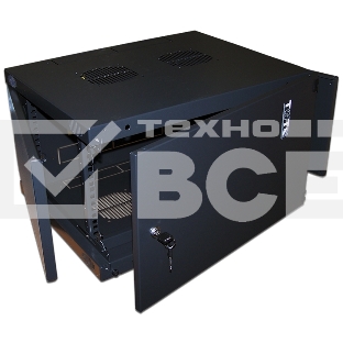 Шкаф настенный Lanmaster Next TWT-CBWNM-6U-6X6-BK 6U 550x600мм пер.дв.металл съемные бок.пан. 60кг черный