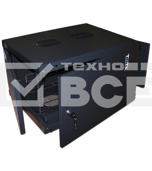 Шкаф настенный Lanmaster Next TWT-CBWNM-6U-6X6-BK 6U 550x600мм пер.дв.металл съемные бок.пан. 60кг черный