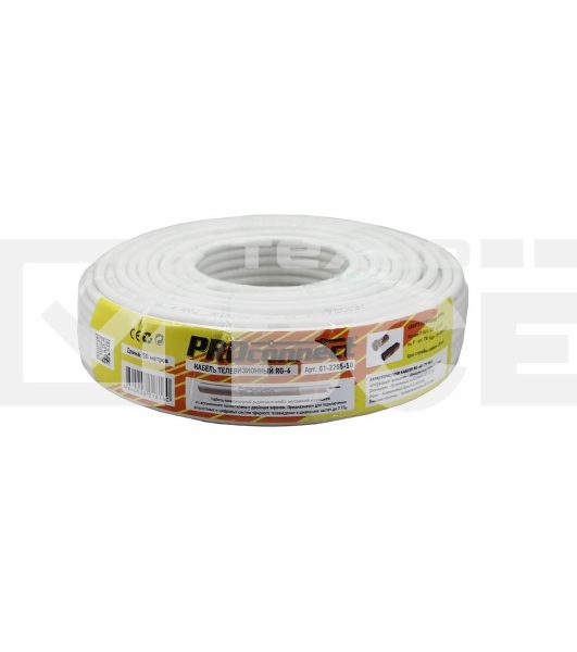Кабель RG-6U, (48%), 75 Ом, 50м., белый 01-2205-50 PROconnect