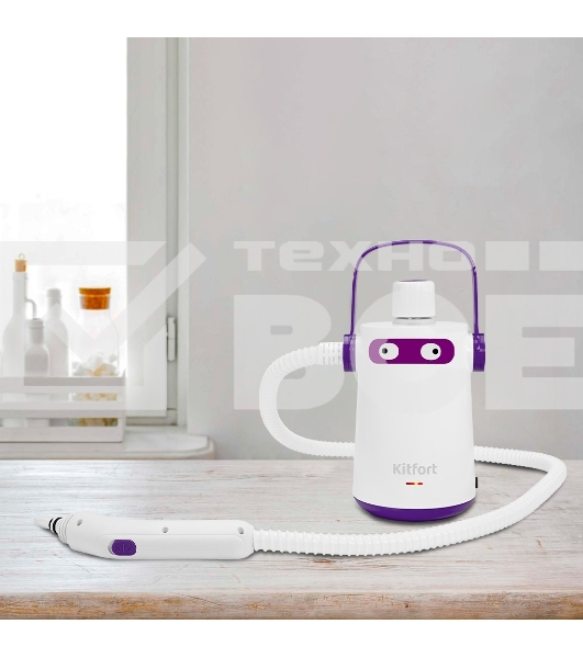 Пароочиститель ручной Kitfort КТ-9109-1 1000Вт белый/фиолетовый