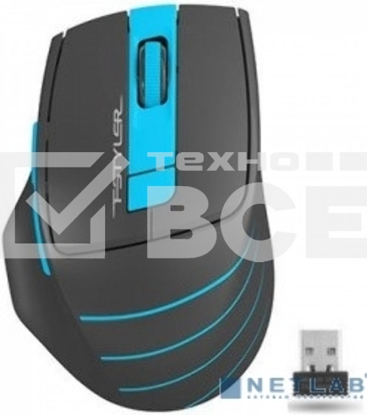 Мышь беспроводная A4Tech Fstyler FG30 серый/синий, 2000 dpi, радиоканал, USB, кнопки - 5