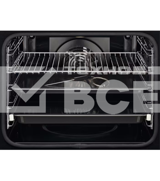 Электрический духовой шкаф Electrolux с конвекцией, приготовление на пару,объем 72 л, утапливаемые переключатели, 10 режимов, автопрограммы, очистка пиролитическая, 3 стекла в дверце, направляющие проволочные + телескопические (1 уровень), термощуп