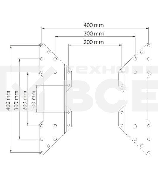 Удлинитель для кронштейнов Kromax ADAPTER-400, аксессуар, расширение до VESA 200/300*200/300/400*200/400*300/400 мм, max 35 кг