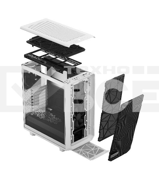 Корпус Fractal Design MESHIFY 2 COMPACT WHITE - TG / ATX, TG / 2x140mm & 1x120mm fans inc. / FD-C-MES2C-05