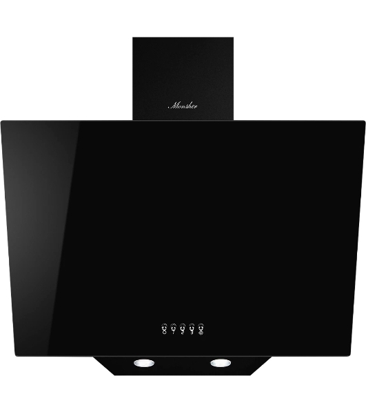 Настенная наклонная вытяжка Monsher ASTRA 60 Noir, ширина 60 см, отвод/рециркуляция, 1100 м3/час, механическое кнопочное управление, 3 скорости, светодиодное освещение 2*1 Вт, металлические жироулавливающие фильтры, угольный фильтр KM 101 (опция), : черный ПРОМО