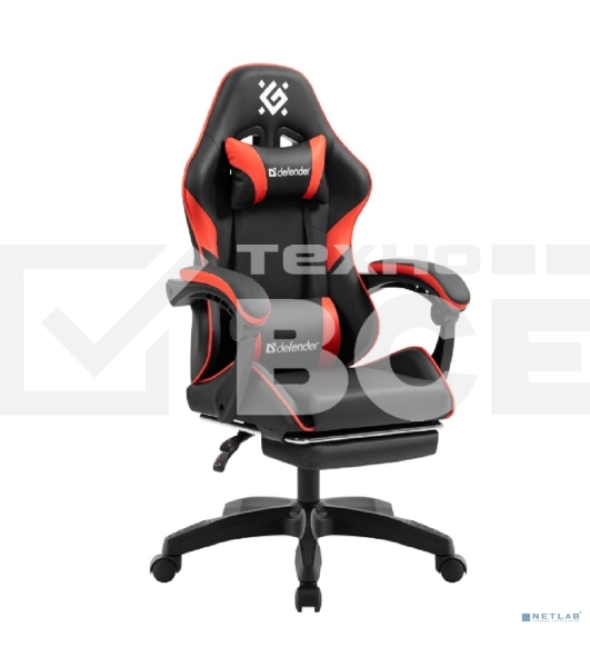 Кресло игровое Defender Serenity черный/красн,класс 2, PU,подножка