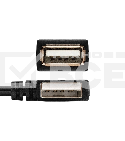 Удлинитель USB 2.0 ExeGate EX-CC-USB2-AMAF-0.15L (Am/Af, угловой 90-градусный коннектор (горизонтальный левый), 0,15м)