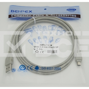Кабель USB2.0 AM/miniBm 1.8м USB/miniUSB 1.8m, серый