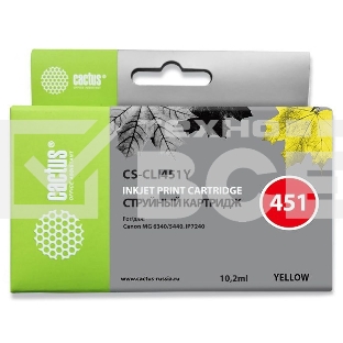 Картридж струйный Cactus CS-CLI451Y желтый (10.2 мл) для Canon MG 6340/5440/IP7240