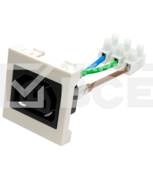 Гнездо IEC 60320 C13, 10A, 250V, формата Mosaic, 45x45 мм