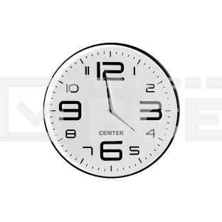 Часы настенные Centek СТ-7101 White 30 см диам., круг, ОБЪЁМНЫЕ ЦИФРЫ, плавный ход