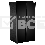 Холодильник Hyundai CS6503FV черное стекло двухкамерный инвертер 407/205л морозилка сбоку, фото 1