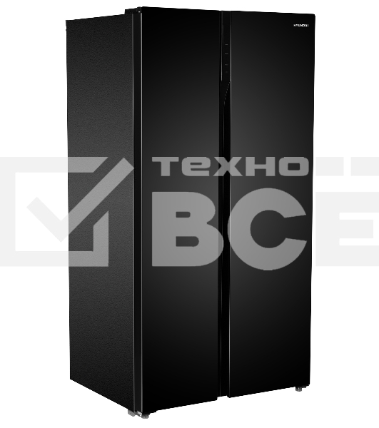 Холодильник Hyundai CS6503FV черное стекло двухкамерный инвертер 407/205л морозилка сбоку