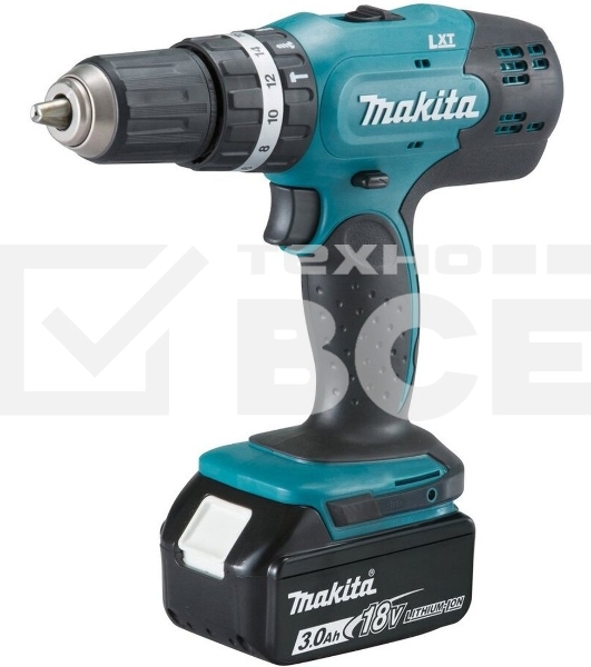 Дрель-шуруповерт Makita DHP453RFE, 18 В, 3 Ач, 42 Нм, щеточный
