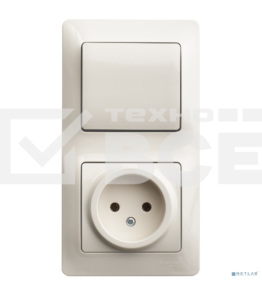 Блок комбинированный GLOSSA розетка + выкл. 1-кл. беж. SchE