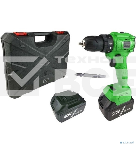 Дрель-шуруповерт Zitrek Greenpower 20 Pro 063-4061, Аккумуляторная, 20В, 2 АКБ, Кейс