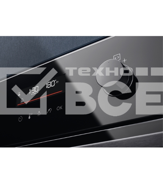 Электрический духовой шкаф Electrolux с конвекцией, приготовление на пару,объем 72 л, утапливаемые переключатели, 10 режимов, автопрограммы, очистка пиролитическая, 3 стекла в дверце, направляющие проволочные + телескопические (1 уровень), термощуп