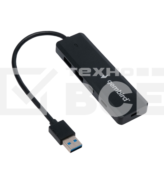 Разветвитель USB3.1 Gembird UHB-C415, 2хUSB, 2хType-C, с доп.питанием (порт Type-C), кабель USB 19см
