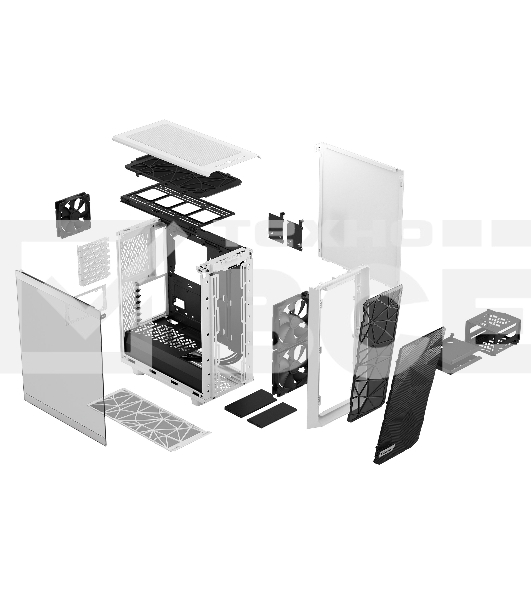 Корпус Fractal Design MESHIFY 2 COMPACT WHITE - TG / ATX, TG / 2x140mm & 1x120mm fans inc. / FD-C-MES2C-05
