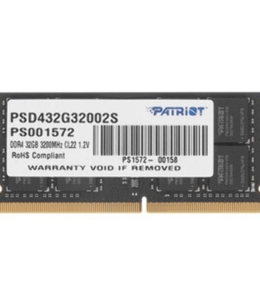 Оперативная память Patriot Signature, DDR4, 32GB (1x32 GB), 3200 MHz, CL22, SO-DIMM
