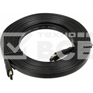 Кабель аудио-видео High Speed ver.1.4 Flat HDMI (m)/HDMI (m) 5м. позолоченные контакты черный