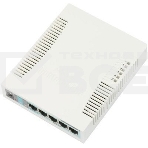 Сетевой коммутатор MikroTik RB260GS RouterBOARD 260GS 5-port Gigabit smart switch with SFP cage, SwOS, plastic case, PSU, фото 1