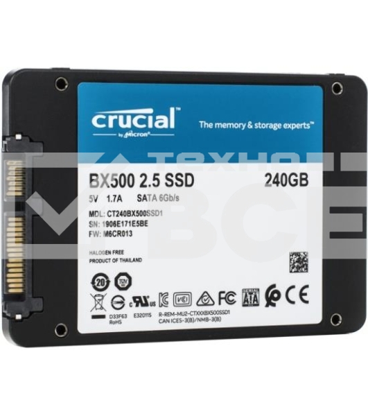 Накопитель SSD Crucial BX500, 240Gb, 2.5