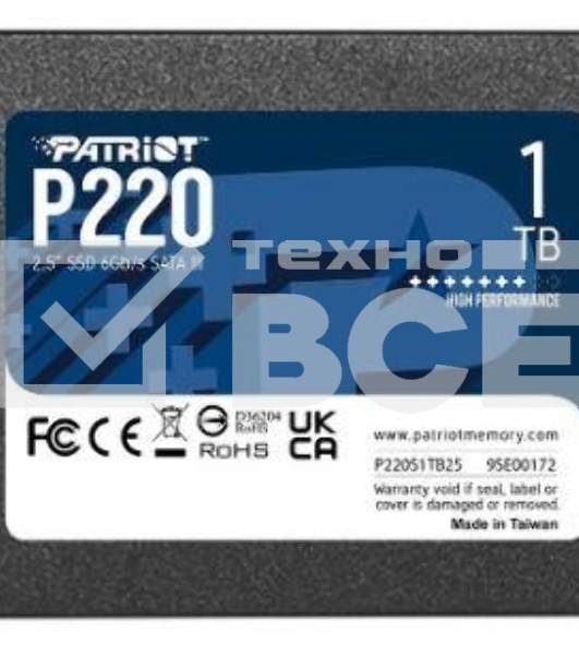 Накопитель SSD Patriot P220, 1TB, SATA III, 2.5