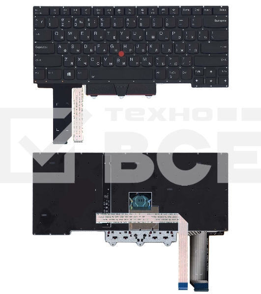 Клавиатура для ноутбука Lenovo Thinkpad E14 черная с подсветкой и указателем