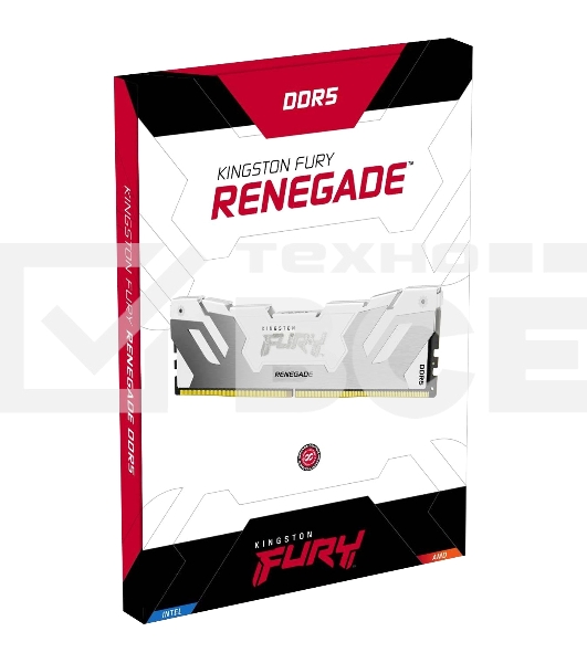 Оперативная память Kingston Fury Renegade, DDR5, 64Gb (2x32Gb), 6400MHz, CL32, радиатор, белый