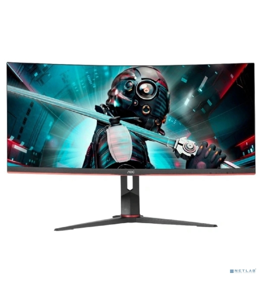 Монитор 34' AOC CU34G2XP VA 3440x1440, 180 Гц, 1 мс, 21:9, 430 кд/м², 2xHDMI, 2xDisplayPort, изогнутый экран, Flicker Free, Low Blue Light, черный