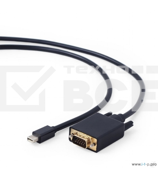Кабель Cablexpert mDP-VGA, 20M/15M, 1.8м, черный, позол.разъемы, пакет (CC-mDPM-VGAM-6)