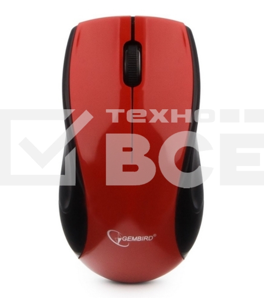 Мышь беспроводная Gembird MUSW-320-R красный, 1000 dpi, радиоканал, USB, кнопки - 3