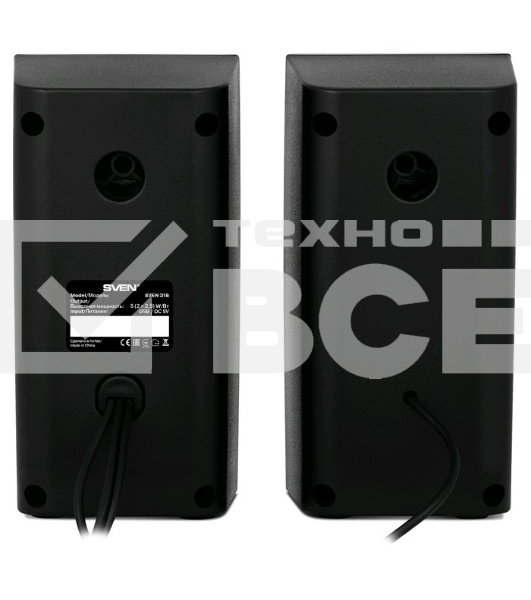Колонки Sven 318 черный {USB-порт ПК, ноутбука или адаптер 5V DC}