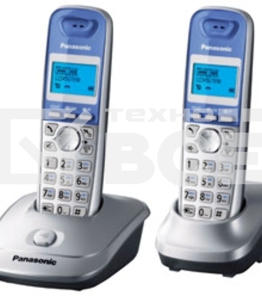 Телефон беспроводной (DECT) Panasonic KX-TG2512RUS (серебристый) {Доп трубка в комплекте,АОН, Caller ID,спикерфон на трубке,полифония}