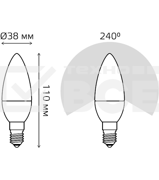 Лампа Свеча 7W 590lm 6500К E14 диммируемая LED