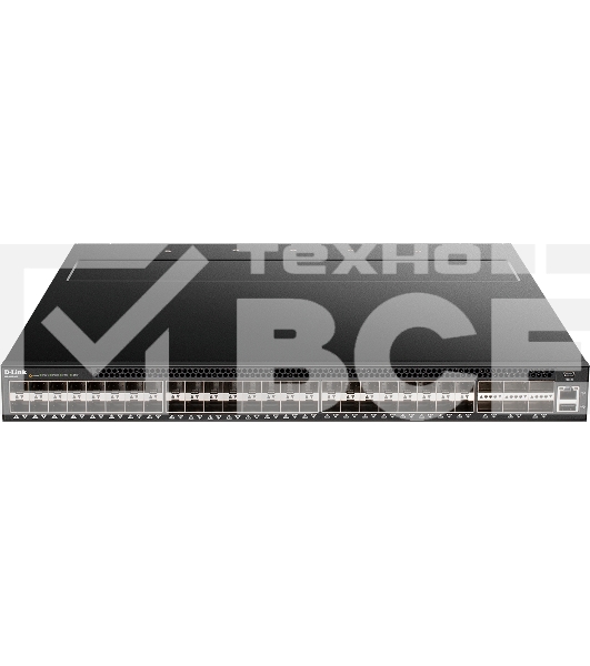 Коммутатор Managed L3 Switch 48x10Gbase-X SFP+, 6x40Gbase-X QSFP+, CLI, 1000Base-T Management, mini-USB Console, USB, w/D-Link OS