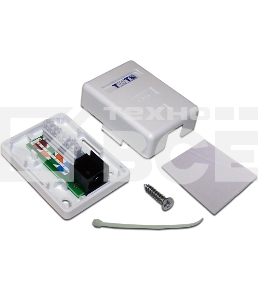 Настенная розетка, 1 порт RJ-45 категории 6, UTP, белая