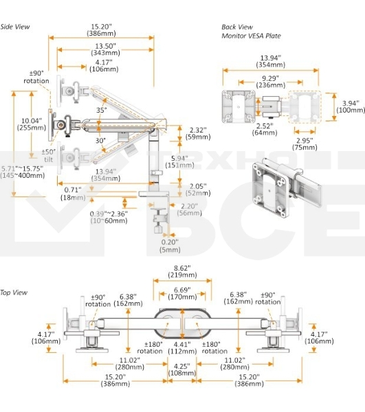 Кронштейн для мониторов Ultramounts UM727B черный 17'-32' макс.9кг крепление к столешнице поворот и наклон
