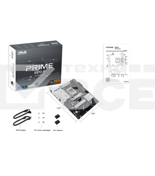 Материнская плата ASUS PRIME X870-P, AM5, AMD X870, 4xDDR5, 2xSATA, 4xM.2, 1xPCIe 5.0 x16, 2xPCIe 4.0 x1, 1xHDMI, 2xUSB-C, 1x 2.5Gb LAN, 4xUSB-A 3.2 Gen 1, 1xUSB-A 3.2 Gen 2, 4xUSB-A 2.0, 3x3.5 мм, 7.1, ATX