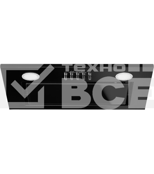 Встраиваемая вытяжка MONSHER INNA 40 Noir, 40 см, производительность 750 м3/ч, 3 скорости, турбо режим, механическое управление, уровень шума 45 дБ, LED освещение, угольный фильтр KF-Y (опция), цвет черный/нержавеющая сталь