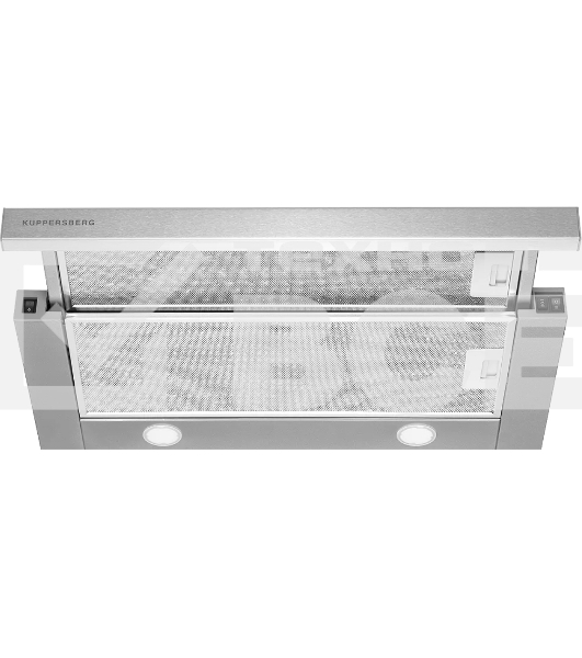 Вытяжка встраиваемая Kuppersberg Slimlux IV 60 X ширина 55,2 см, отвод/рециркуляция, 550 м3/час, механическое кнопочное управление, 3 скорости, светодиодное освещение 2х2 Вт, металлические жироулавливающие фильтры, угольный фильтр KF-Y (опция), цвет нержавеющая сталь, корпус серый