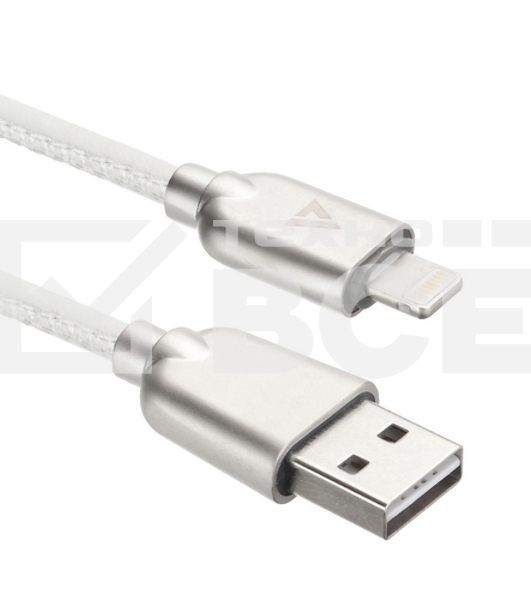 Кабель USB ACD-Allure Lightning ~ USB-A Кожа, 1м, белый (ACD-U926-P5W)