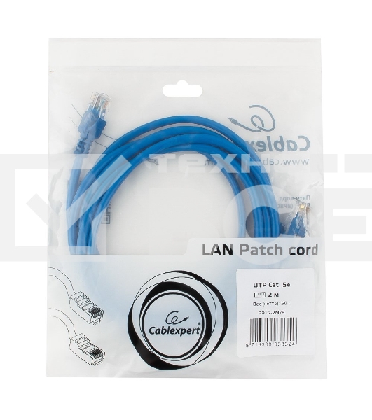 Патч-корд UTP Cablexpert кат.5e, 2м, литой, многожильный (синий)