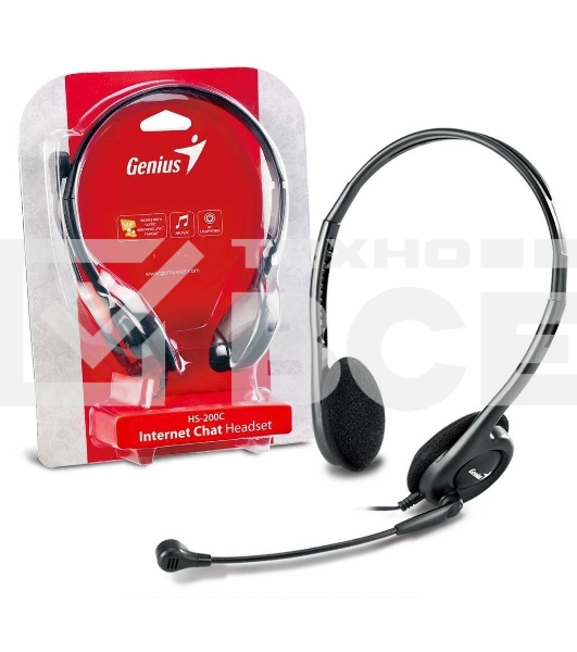 Гарнитура проводная с микрофоном Genius HS-200C черный