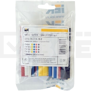 Набор трубок термоусадочных тонкостен. ТТУ 2/1; 4/2; 6/3; 8/4 (ЖЗ; С; К; Ч) 20х8см разноцвет. ИЭК UDRS-D2-D8-10-1