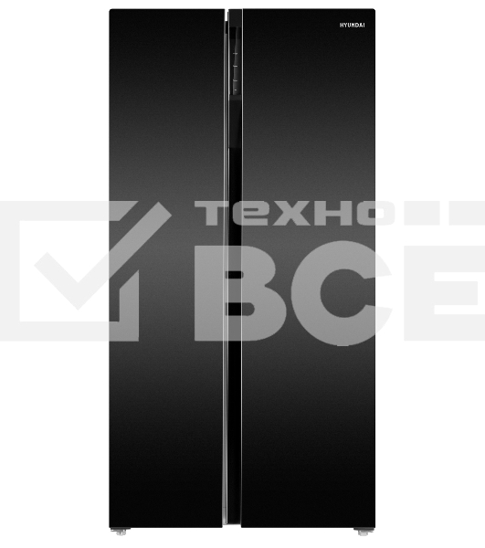 Холодильник Hyundai CS6503FV черное стекло двухкамерный инвертер 407/205л морозилка сбоку