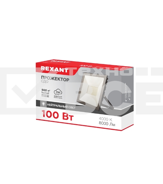 Прожектор Rexant СДО 100 Вт 8000 Лм 4000 K черный корпус