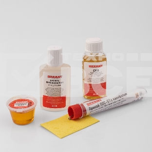 Набор К5 для пайки Rexant универсальный (припой, губка, канифоль, флюс СКФ, флюс ОК)