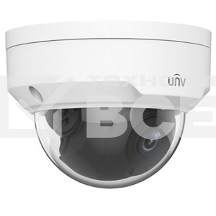 Видеокамера Uniview IP купольная антивандальная, 1/2.8' 2 Мп КМОП @ 30 к/с, ИК-подсветка до 30м., 0.01 Лк @F2.0, объектив 4.0 мм, DWDR, 2D/3D DNR, Ultra 265, H.265, H.264, 2 потока, детекция движения,
